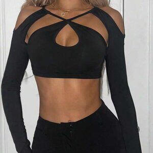 Black cut out crop top